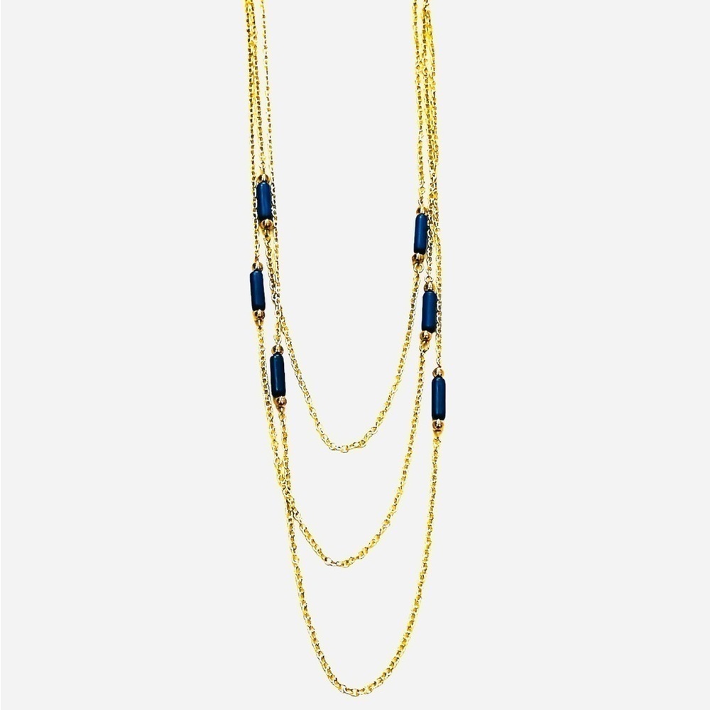 2/$15 - Multi Chain Drop Necklace - Blue - Picture 1 of 3